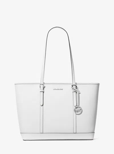 Michael Kors Outlet Jet Set Travel Large Saffiano Leather Tote Bag In White