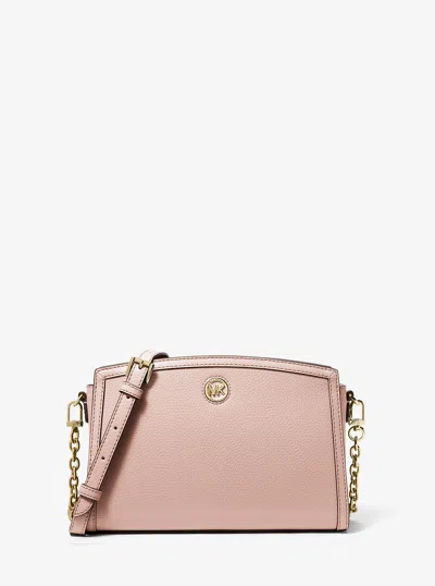 Michael Kors Chantal Large Pebbled Leather Crossbody Bag In Pink