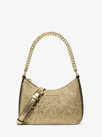 Michael Kors Outlet Jet Set Small Embellished Convertible Crossbody Bag In Gold