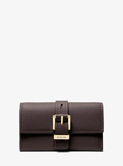 Michael Kors Nolita Medium Pebbled Leather Tri-fold Wallet In Brown