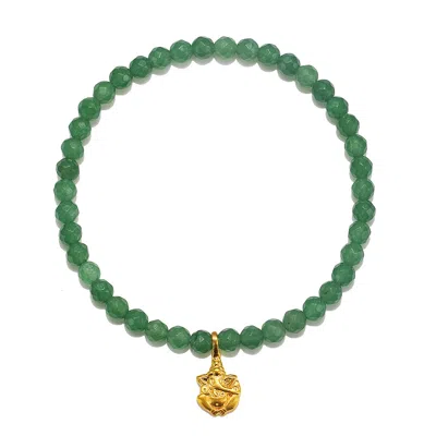 Satya Jewelry Ganesha Hindu God, Guided Transformation Jade Gemstone Bracelet In Green