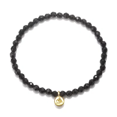 Satya Jewelry Om Black Onyx Gemstone Bracelet In Black