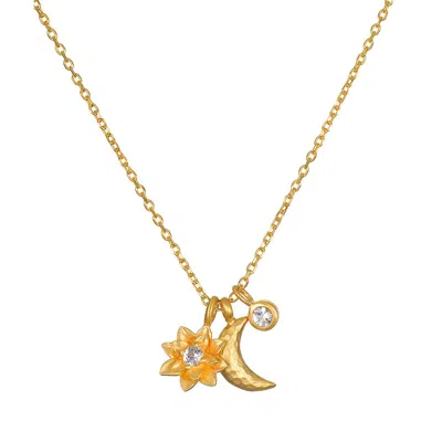 Satya Jewelry Spirit In Transformation Lotus Moon Necklace In Gold