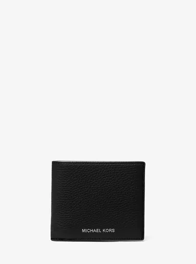 Michael Kors Outlet Cooper Pebbled Leather Billfold Wallet In Black