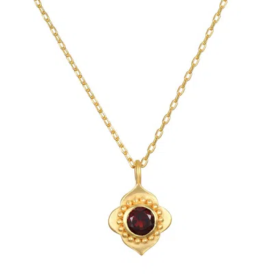 Satya Jewelry Spiritual Strength Garnet Lotus Necklace In Gold
