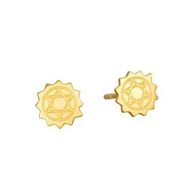 Satya Jewelry Heart Chakra Stud Earrings In Gold