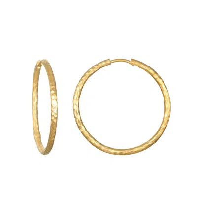 Satya Jewelry Textured Gold Large Hoop Earrings In Gold