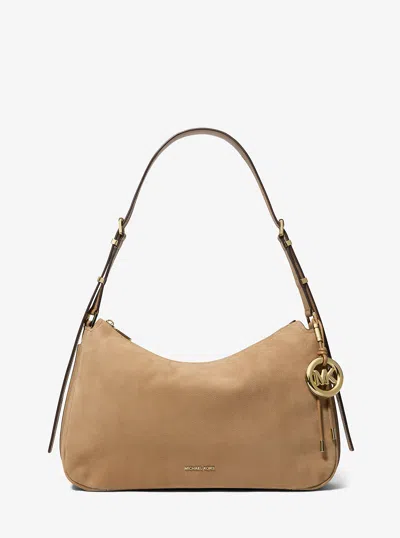 Michael Kors Nolita Medium Nubuck Shoulder Bag In Brown