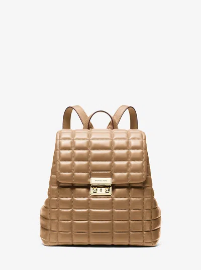 Michael Kors Tribeca Small Quilted Leather Backpack In Brown