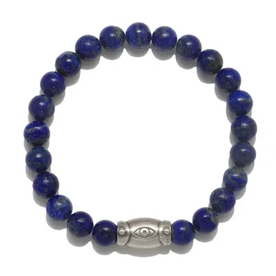 Satya Jewelry Men's Eye Lapis Gemstone Bracelet In Blue