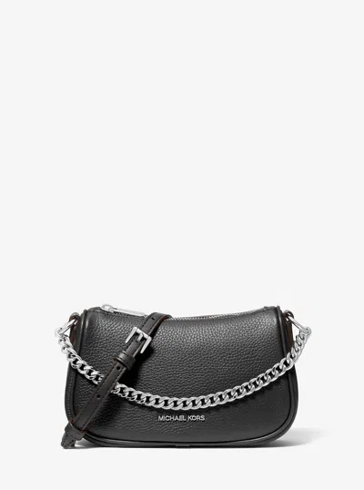 Michael Kors Outlet Carmela Small Pebbled Leather Crossbody Bag In Black
