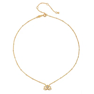 Satya Jewelry Cultivate Intuition Lotus Moonstone Necklace In Gold