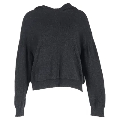 Nanushka Ribbed-knit Hoodie In Grey Wool In Gray