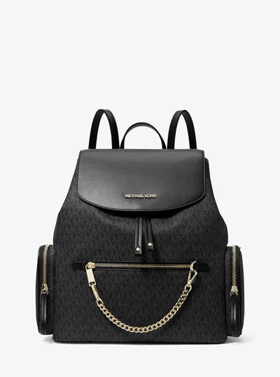 Michael Kors Outlet Jet Set Large Logo Backpack In Black