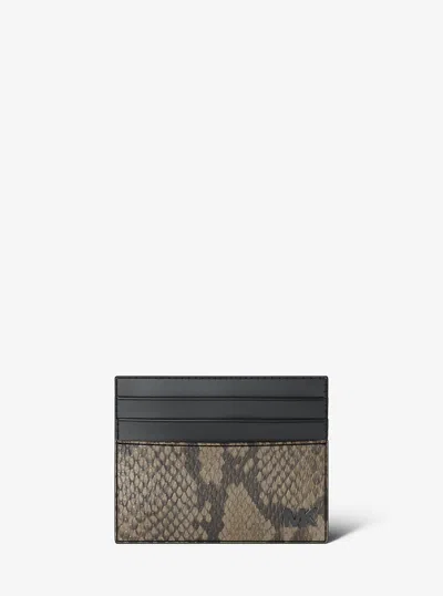 Michael Kors Outlet Cyrus Snake Embossed Tall Card Case In White