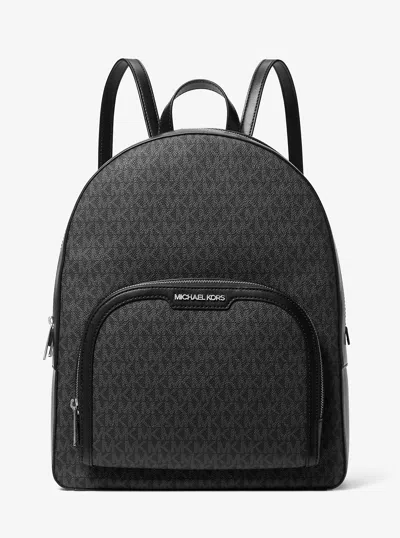 Michael Kors Outlet Jaycee Large Logo Backpack In Black