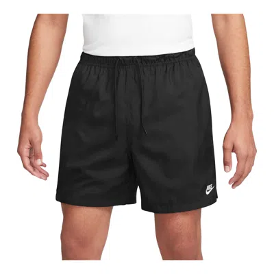 Nike Club Straight-leg Logo-embroidered Cotton-jersey Drawstring Shorts In Black
