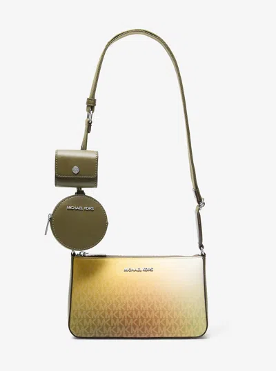 Michael Kors Outlet Jet Set Small Ombré Signature Logo Crossbody Bag With Case For Apple Airpods Pro In Multi