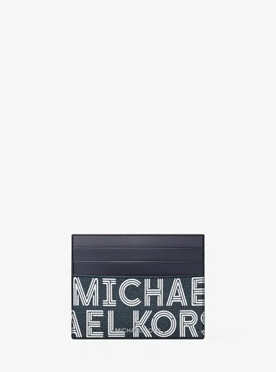 Michael Kors Outlet Cooper Graphic Logo Card Case In Blue