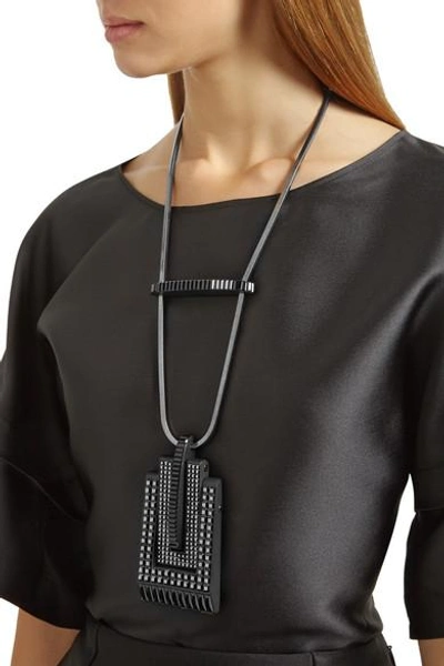 Shop Lanvin Pewter-plated Blackened Swarovski Crystal Necklace