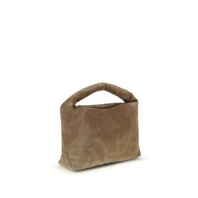 Brunello Cucinelli Women Suede Shoulder Bag In Sand