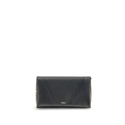 Chloé Black Calf Leather Bos Taurus Women's Wallet In Black