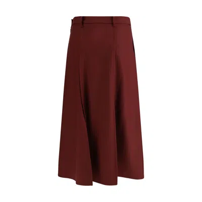 Crida Milano Bordeaux Wool Midi Skirt In Burgundy