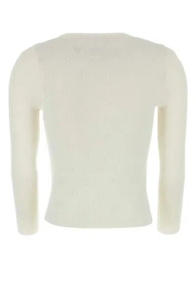Balenciaga Women Ivory Wool Blend Sweater In White