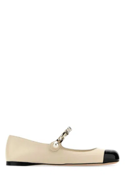 Miu Miu Ankle Strap Ballerinas In White