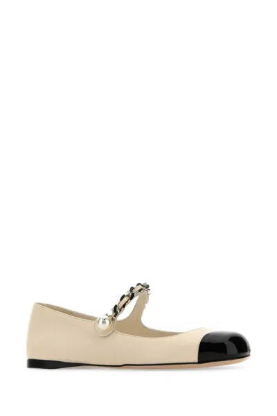 Miu Miu Ankle Strap Ballerinas In White