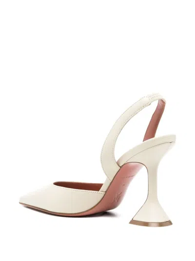 Amina Muaddi Sculptural Heel Leather Slingback Pumps In Nude