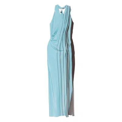 Sir Striped Halterneck Maxi Dress In Blue