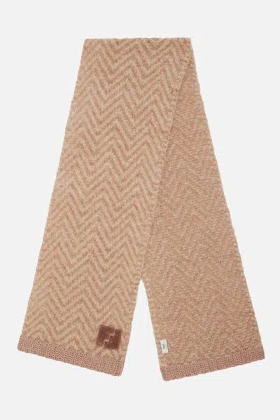 Fendi Brown Chevron Alpaca Scarf In Brown
