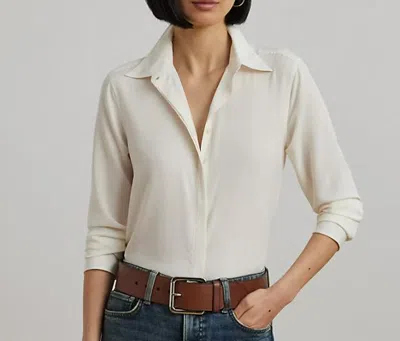 Ralph Lauren Silk Collared Blouse In Neutral