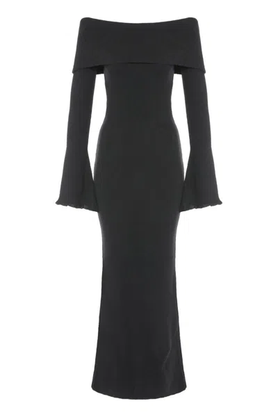 Les Filles D'eva Long-sleeve Midi Dress In Black