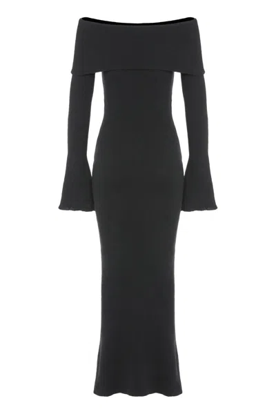 Les Filles D'eva Long-sleeve Midi Dress In Black