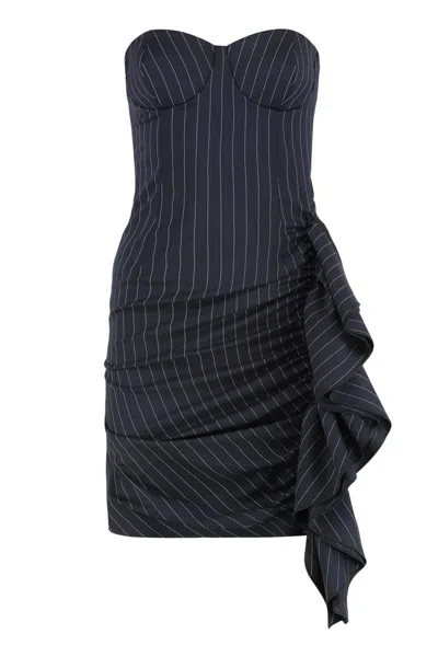 Les Filles D'eva Pinstripes Ruffled Mini Dress In Black
