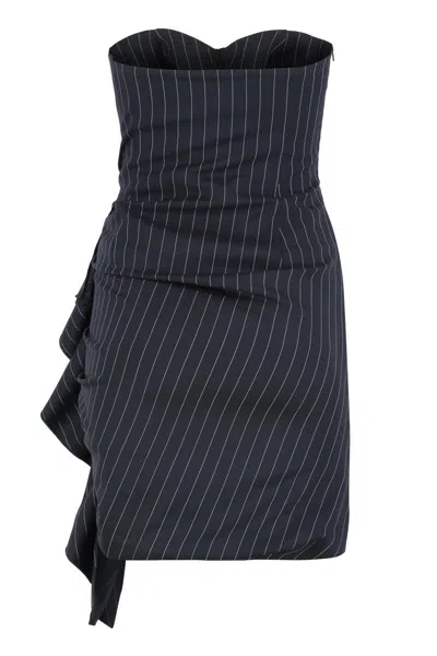 Les Filles D'eva Pinstripes Ruffled Mini Dress In Black