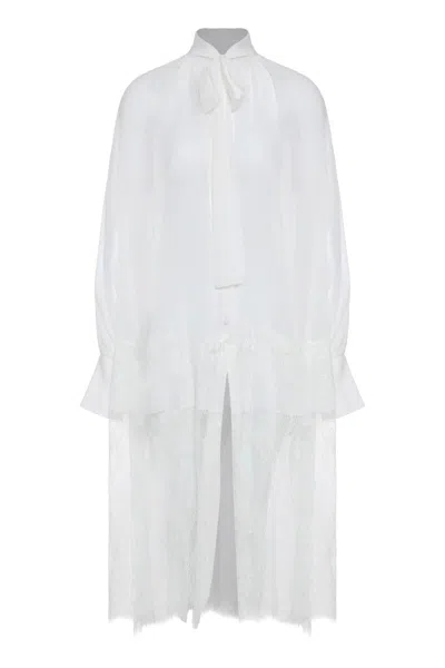 Les Filles D'eva Silk And Lace Long Shirt In White