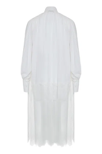 Les Filles D'eva Silk And Lace Long Shirt In White