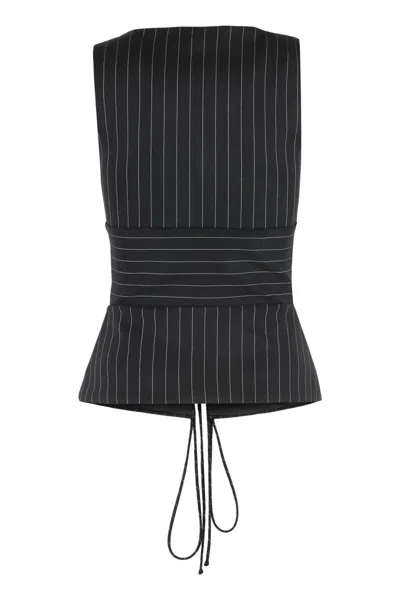 Les Filles D'eva Top In Pinstripe Pattern In Black