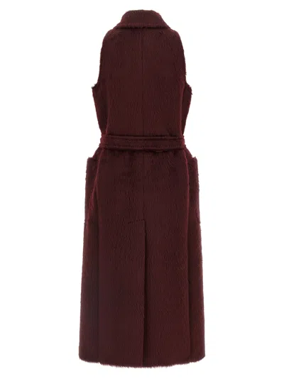 Max Mara Cherry-colored Sleeveless Coat In Alpaca And Wool In Burgundy