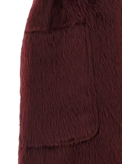 Max Mara Cherry-colored Sleeveless Coat In Alpaca And Wool In Burgundy
