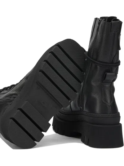 Copenhagen Black Leather Ankle Boots In Black