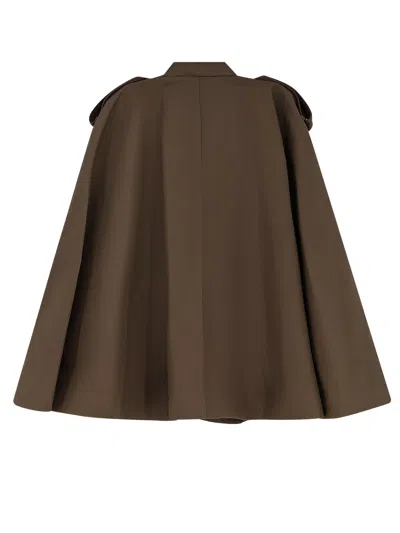 Burberry Cotton Cape With Traditional Check Lining In Brown
