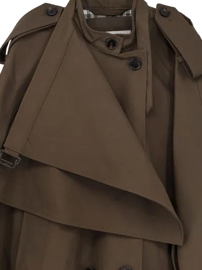 Burberry Cotton Cape With Traditional Check Lining In Brown