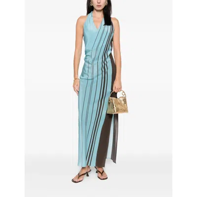 Sir Striped Halterneck Maxi Dress In Blue
