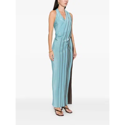 Sir Striped Halterneck Maxi Dress In Blue