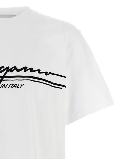 Ferragamo Signature Velvet Logo T-shirt In White