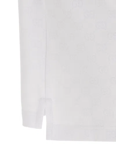 Gucci Men Gg Jacquard Polo Shirt In White